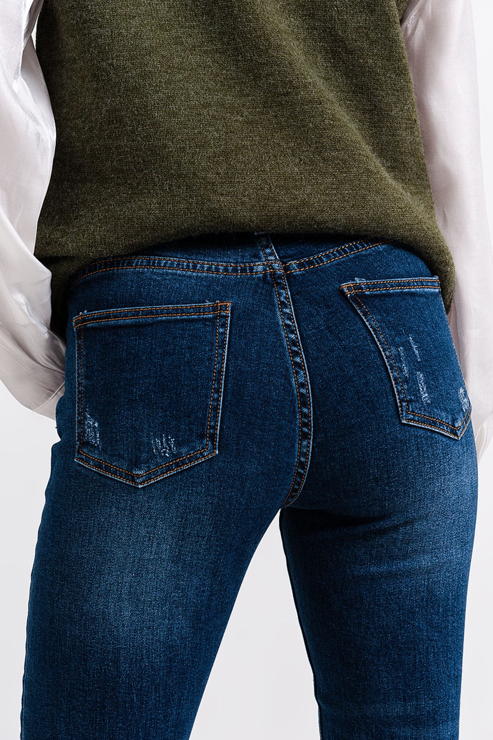 High waisted skinny jeans in blue wash - Denim