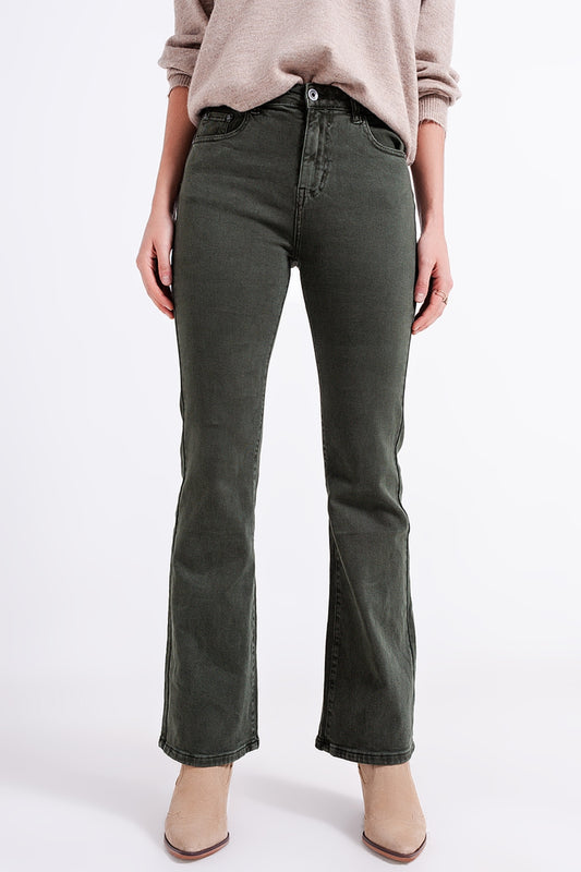 Flared jeans in olive - Coloured Jeans