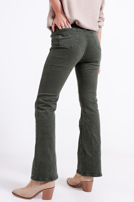 Flared jeans in olive - Coloured Jeans
