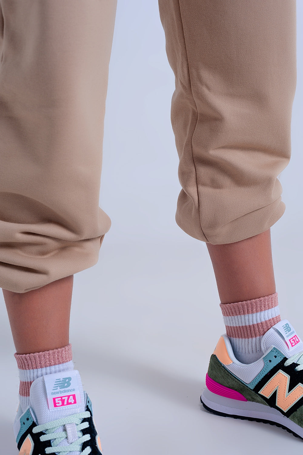 Adjustable waistband joggers in beige - trousers