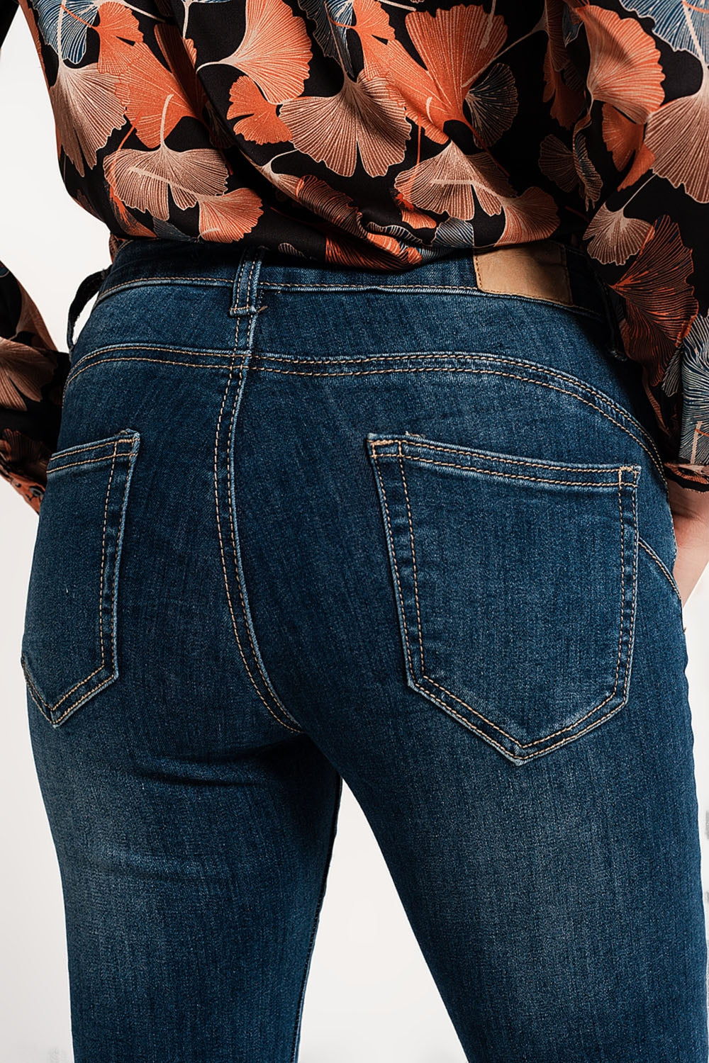 Skinny push up stretch jeans in mid wash blue - Denim