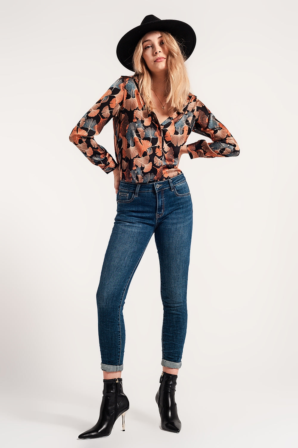 Skinny push up stretch jeans in mid wash blue - Denim