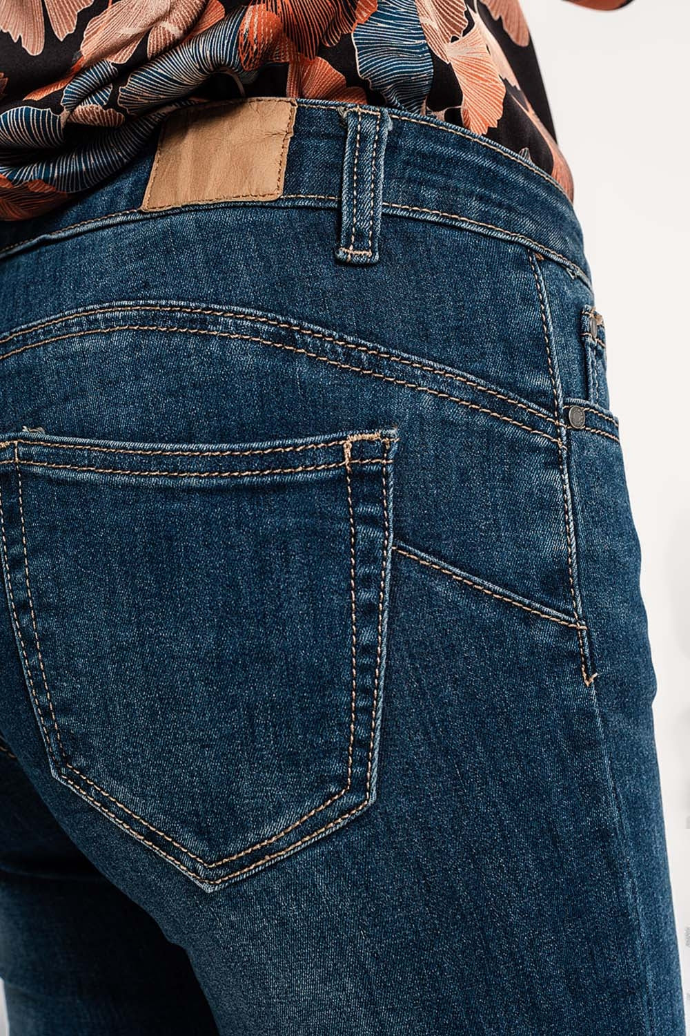 Skinny push up stretch jeans in mid wash blue - Denim