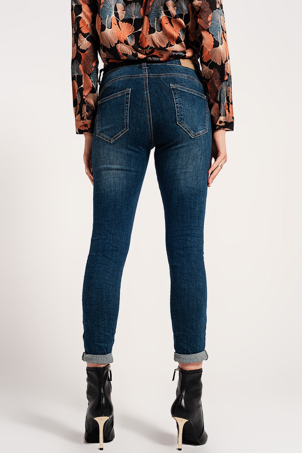 Skinny push up stretch jeans in mid wash blue - Denim
