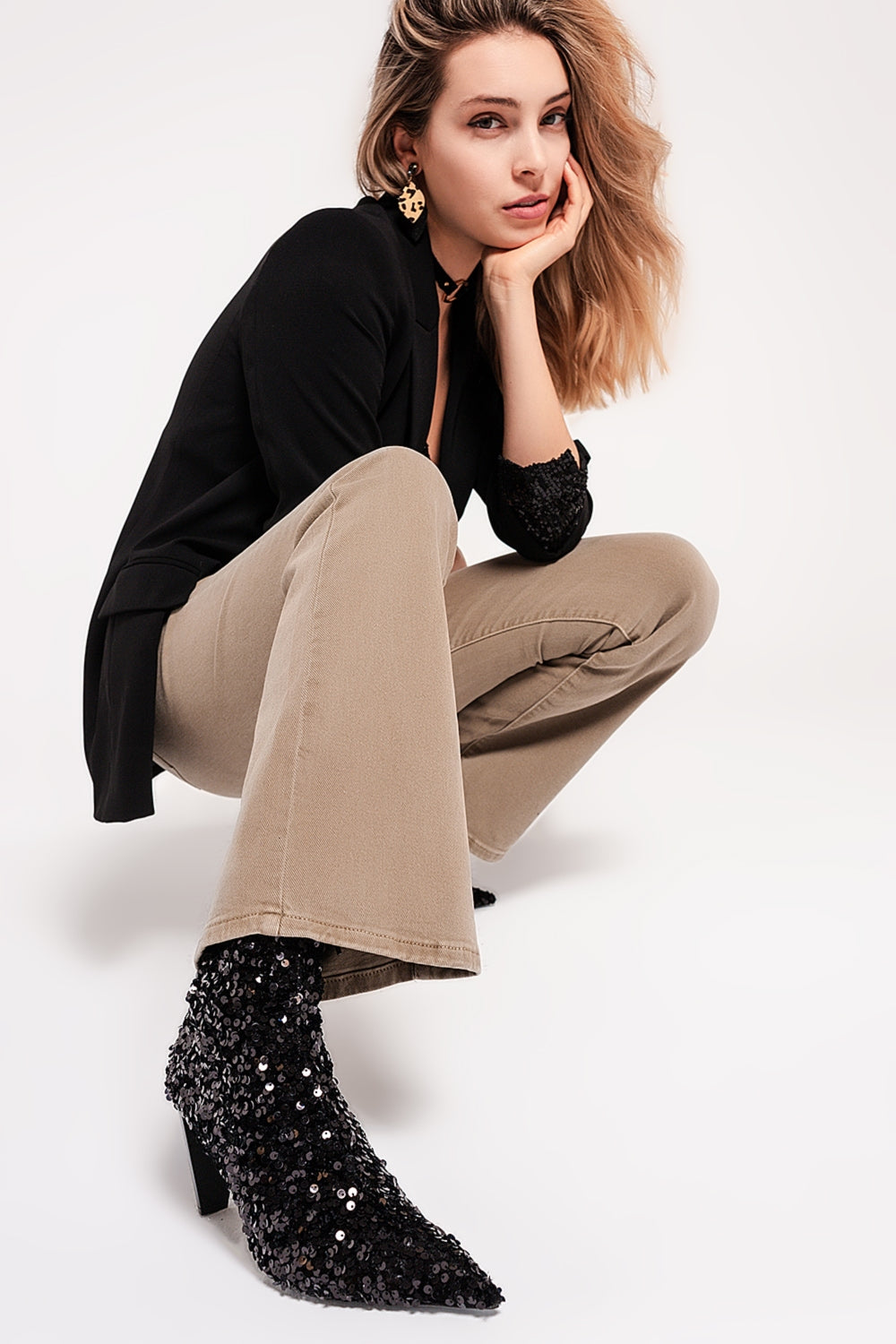 Flared jeans in beige - Coloured Jeans