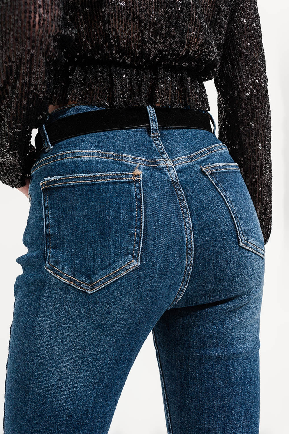 Flare jeans with split hem - Denim