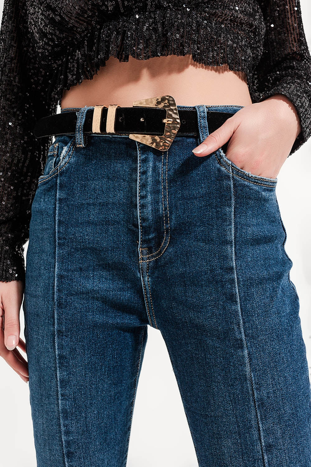 Flare jeans with split hem - Denim