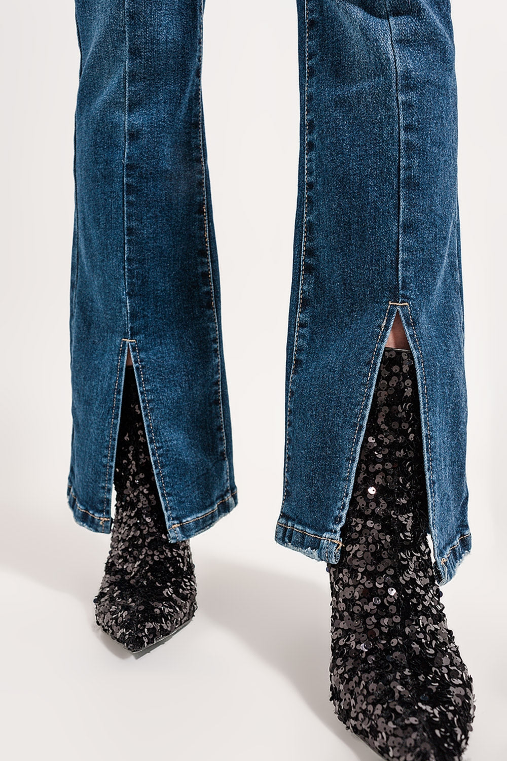 Flare jeans with split hem - Denim