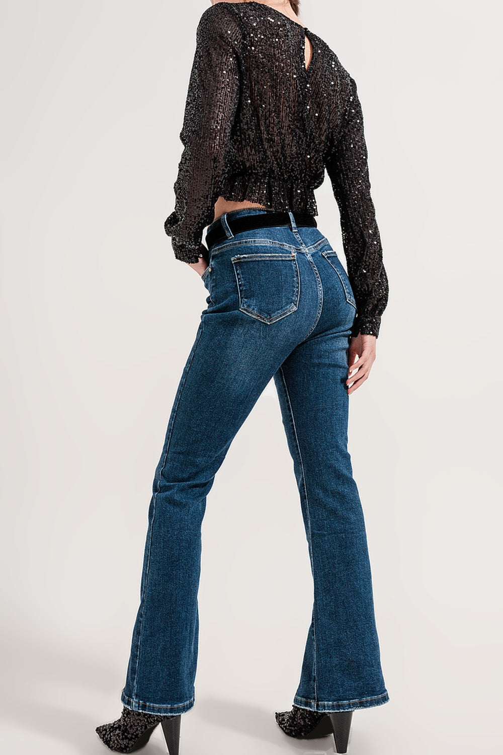 Flare jeans with split hem - Denim