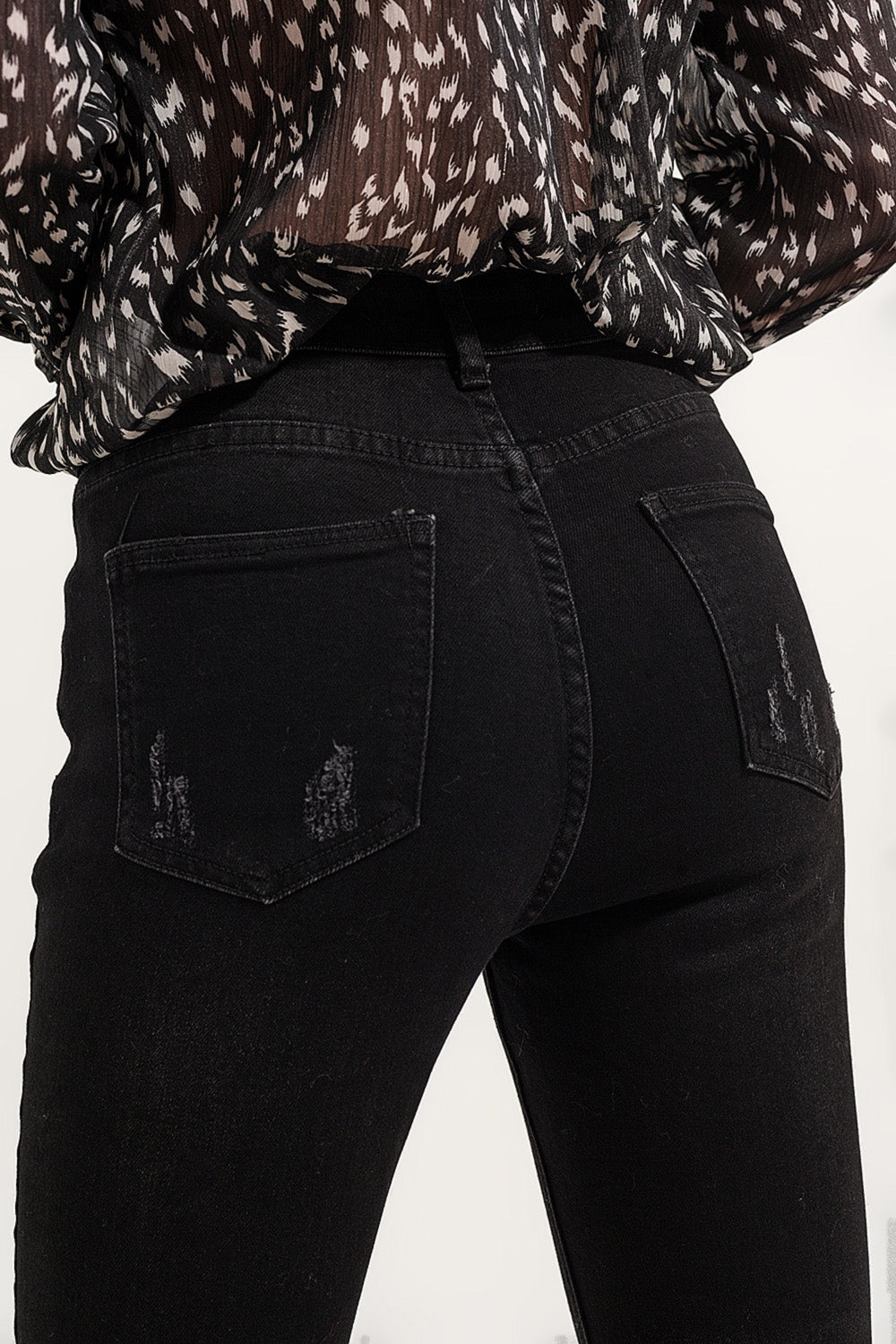 Raw hem skinny jeans in washed black - Denim