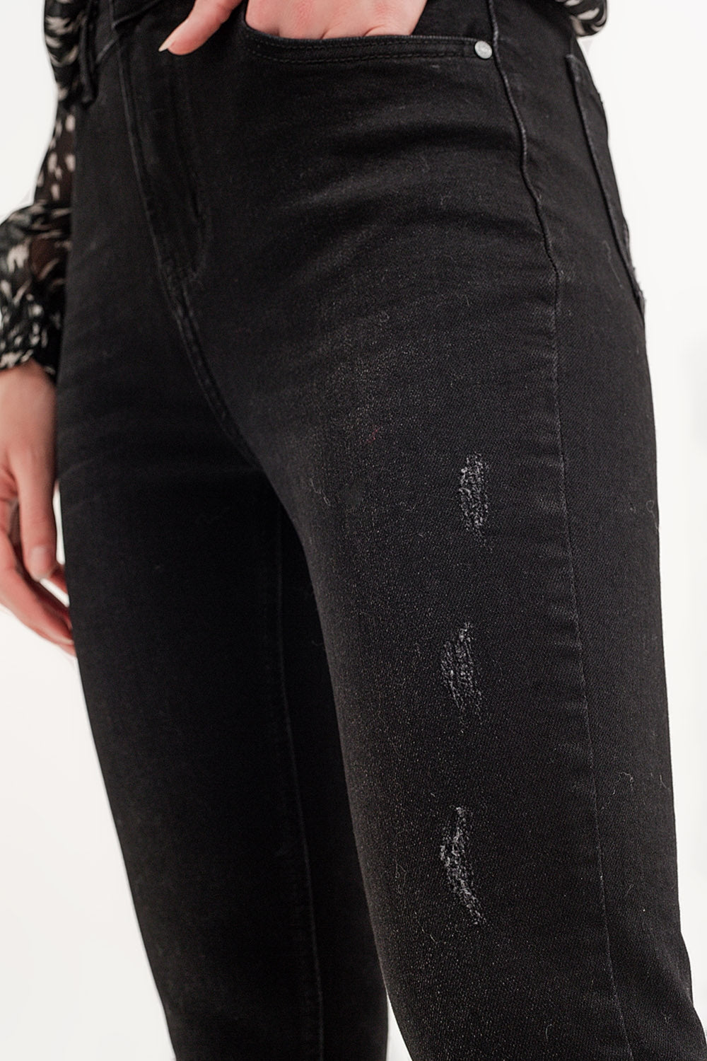 Raw hem skinny jeans in washed black - Denim