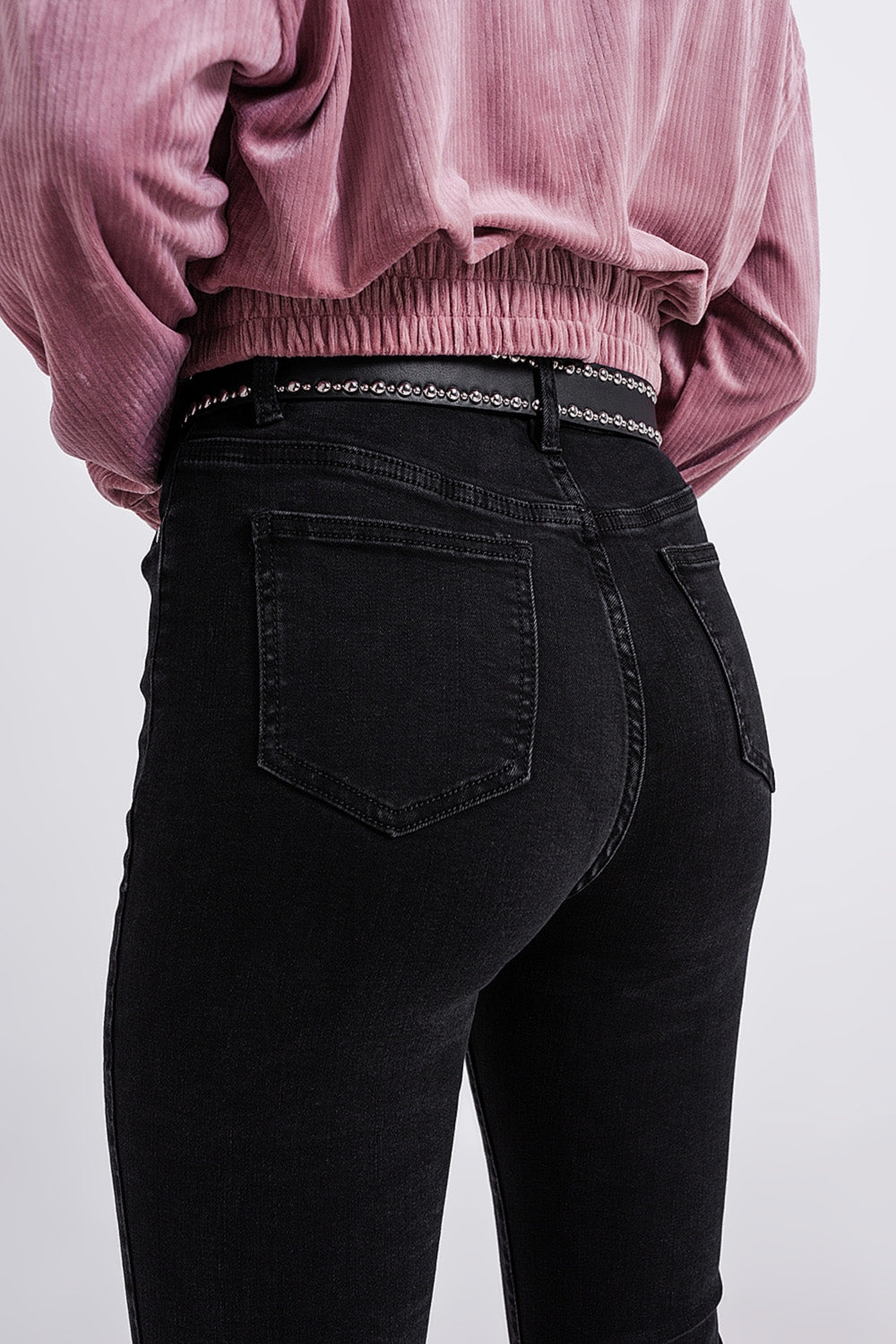 Flare black jeans with split hem - Denim