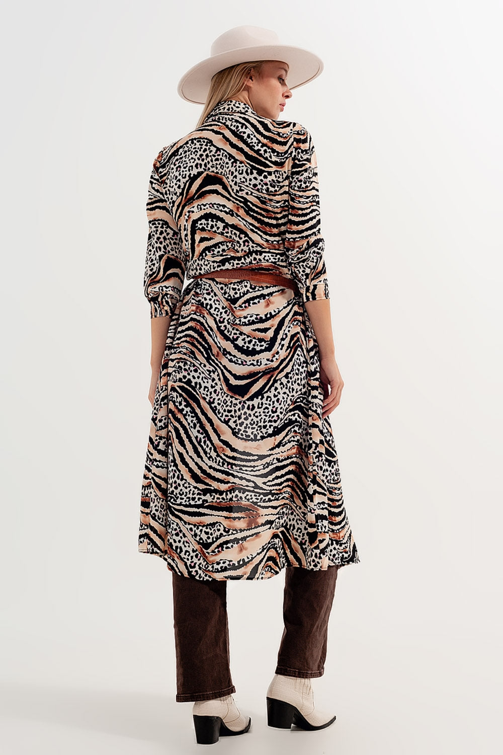 Animal shirt dress in natural - dress