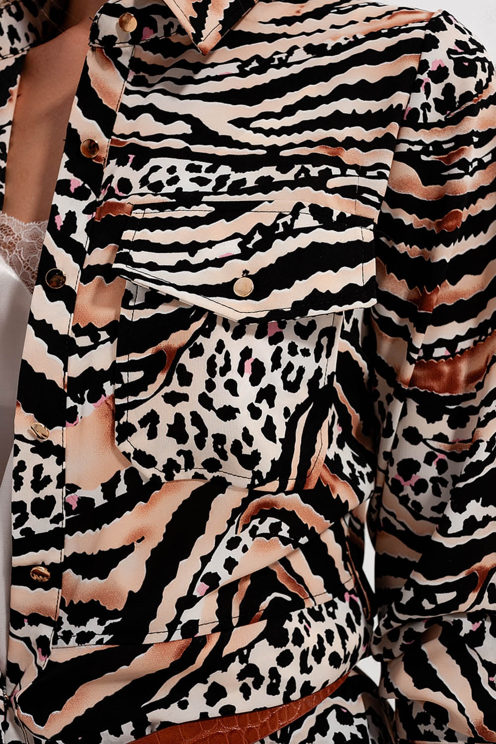 Animal shirt dress in natural - dress