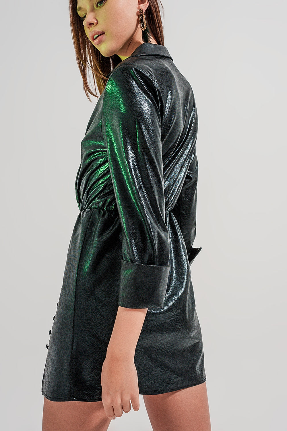Mini dress with button detail in black - dress