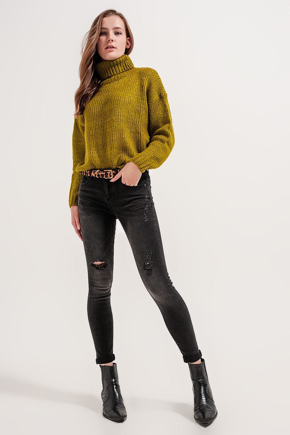 Skinny distressed jeans in grey denim - Coloured Jeans