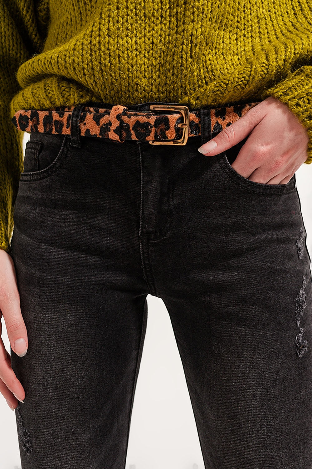 Skinny distressed jeans in grey denim - Coloured Jeans