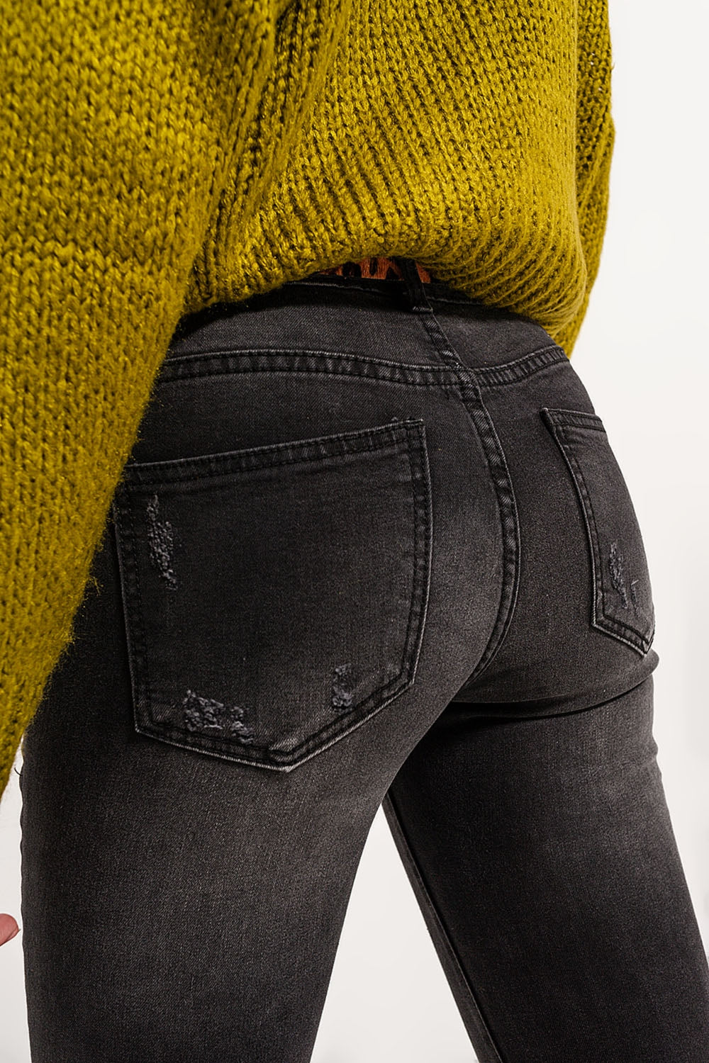 Skinny distressed jeans in grey denim - Coloured Jeans