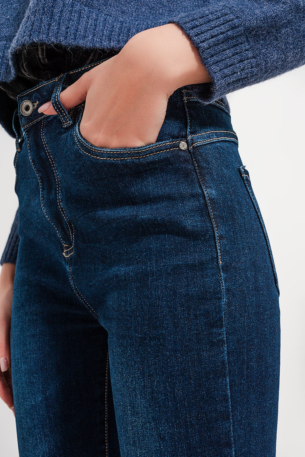High waist skinny fit jeans in dark blue - Denim