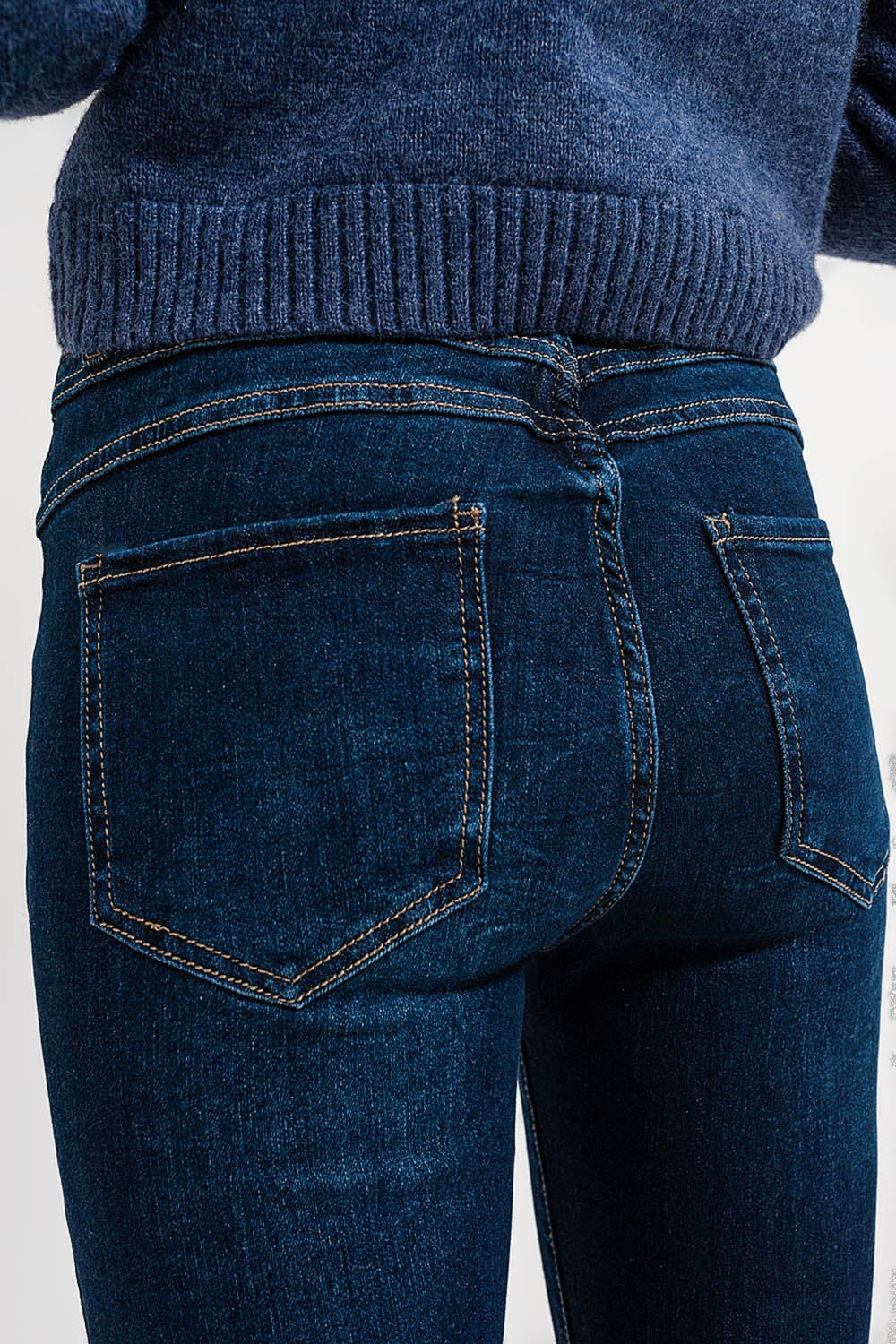 High waist skinny fit jeans in dark blue - Denim