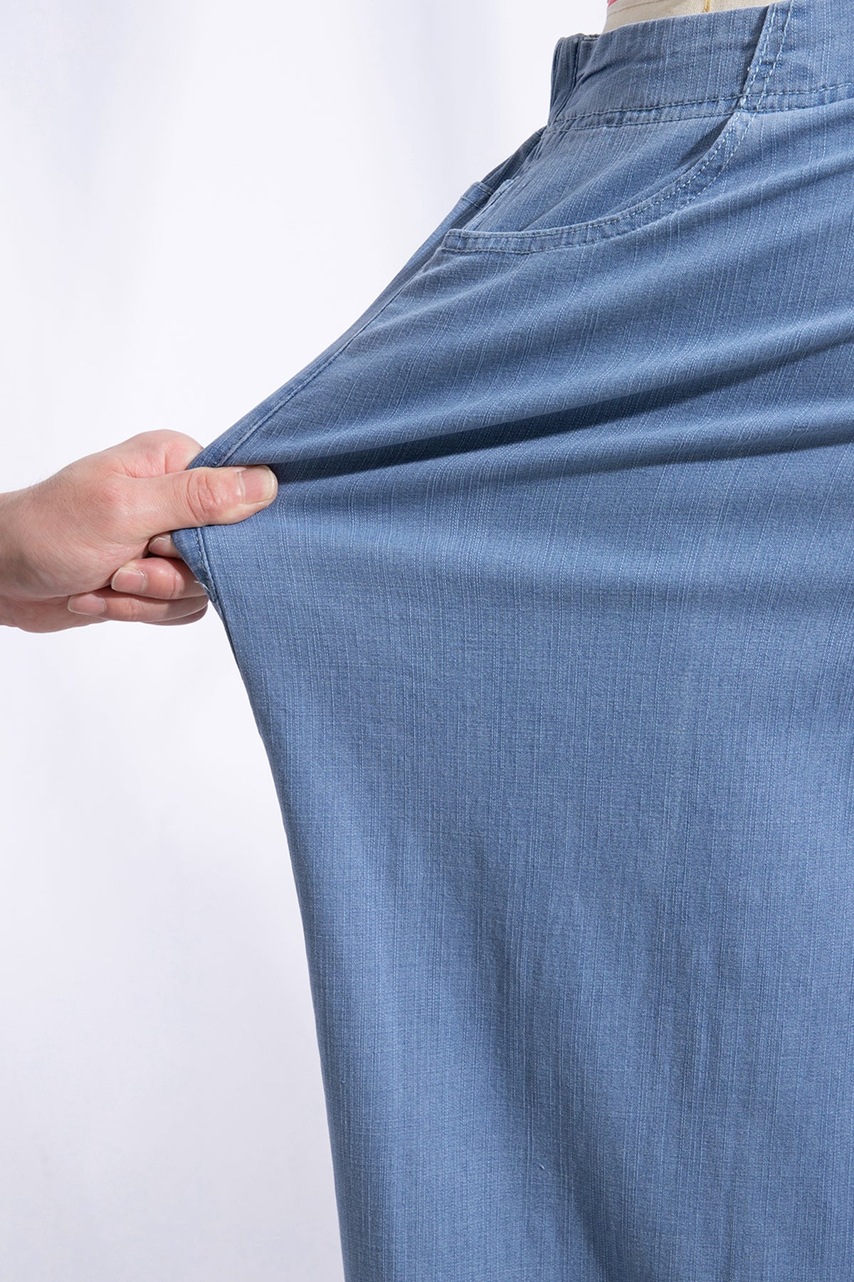 Light Blue Ruffle Hem Wide Leg Full Length Plus Size Jeans - Plus Size/Plus Size Bottoms