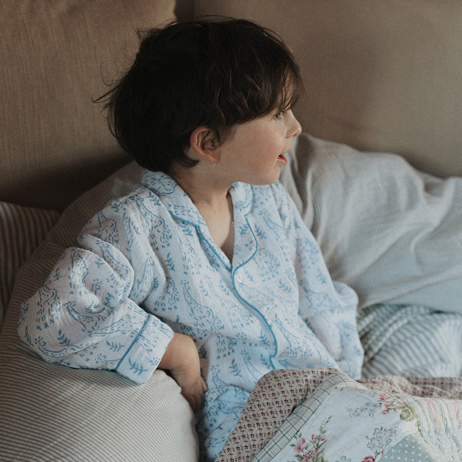 Blue Giraffe Organic Muslin Pyjamas - Pajamas