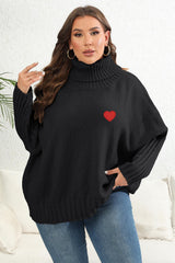 Pull col roulé grande taille avec patch cœur
