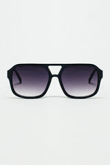 70's Aviator Sunglasses With Smoke Black Lense in Black