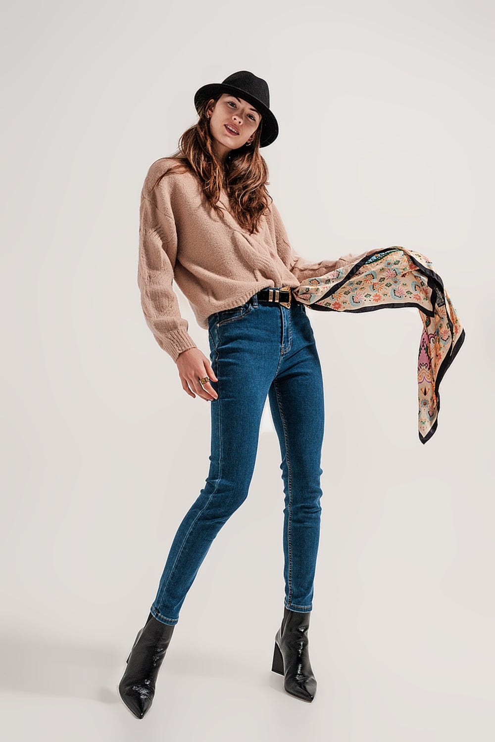 High waist super skinny jeans in medium blue - Denim