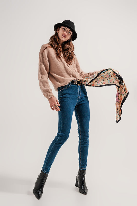 High waist super skinny jeans in medium blue - Denim