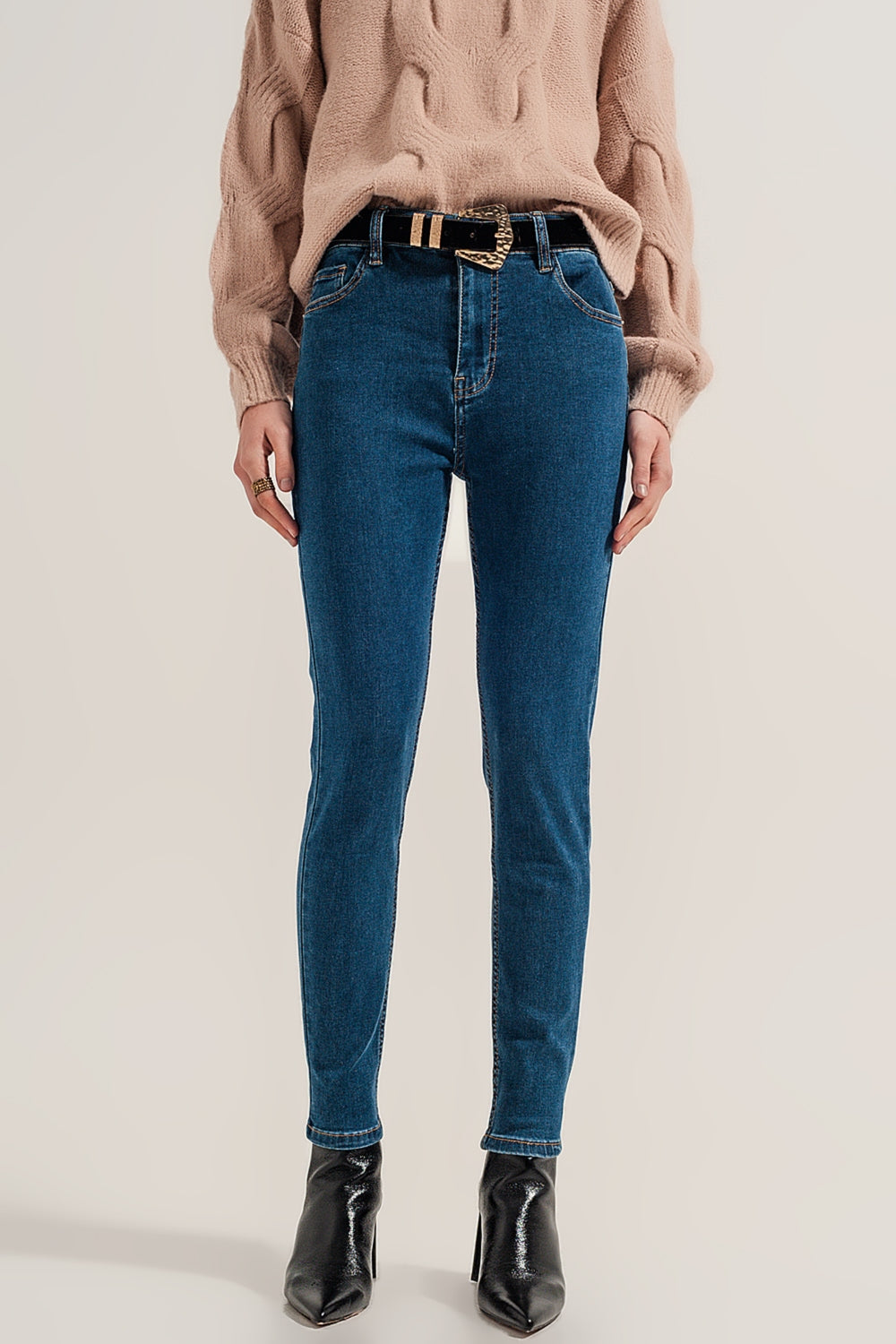 High waist super skinny jeans in medium blue - Denim