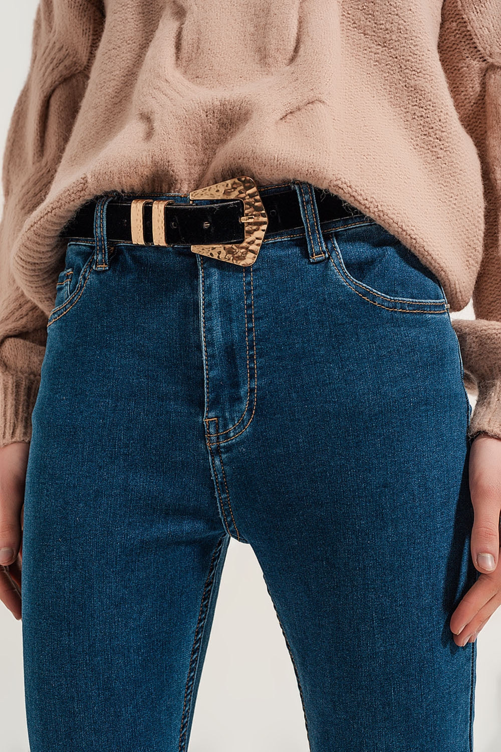 High waist super skinny jeans in medium blue - Denim