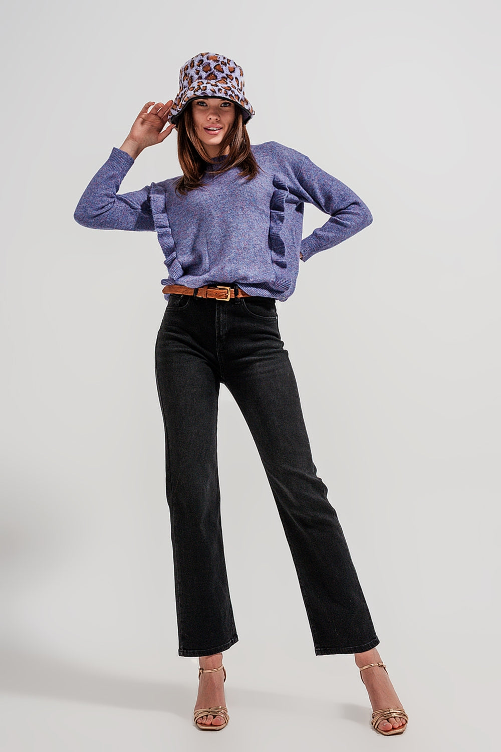 high rise slouchy mom jeans in black - Coloured Jeans