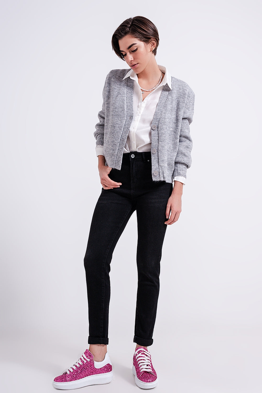 Super high rise skinny leg jeans in black - Coloured Jeans