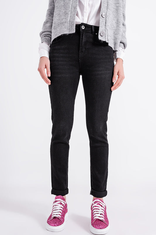Super high rise skinny leg jeans in black - Coloured Jeans