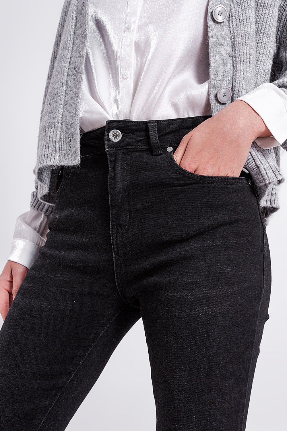 Super high rise skinny leg jeans in black - Coloured Jeans