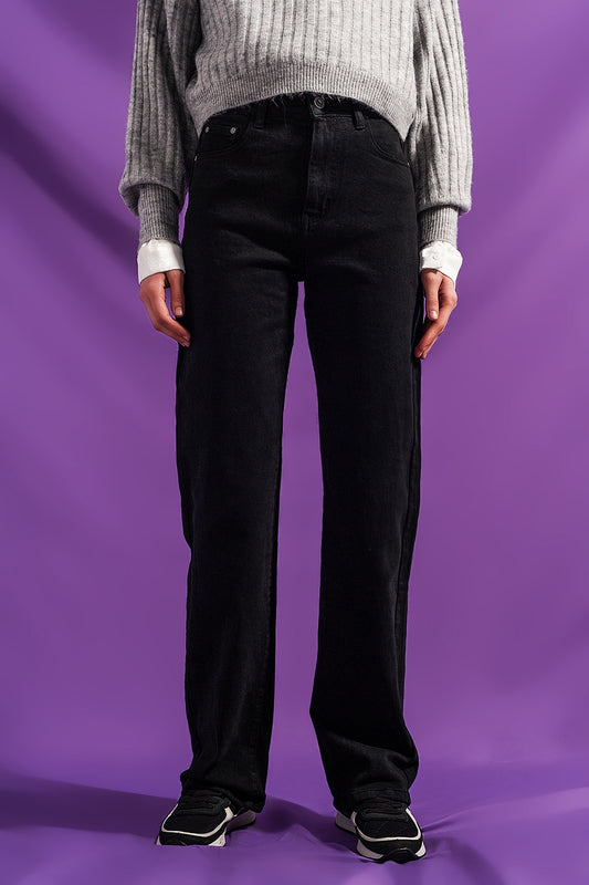Loose straight leg jeans in washed black - Coloured Jeans