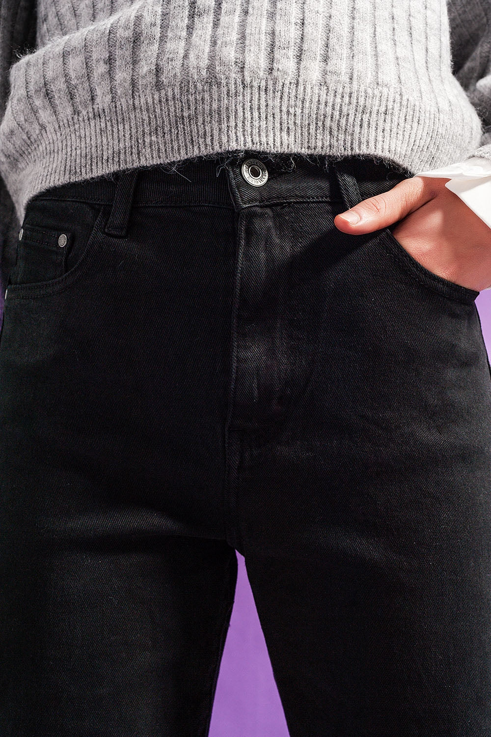 Loose straight leg jeans in washed black - Coloured Jeans