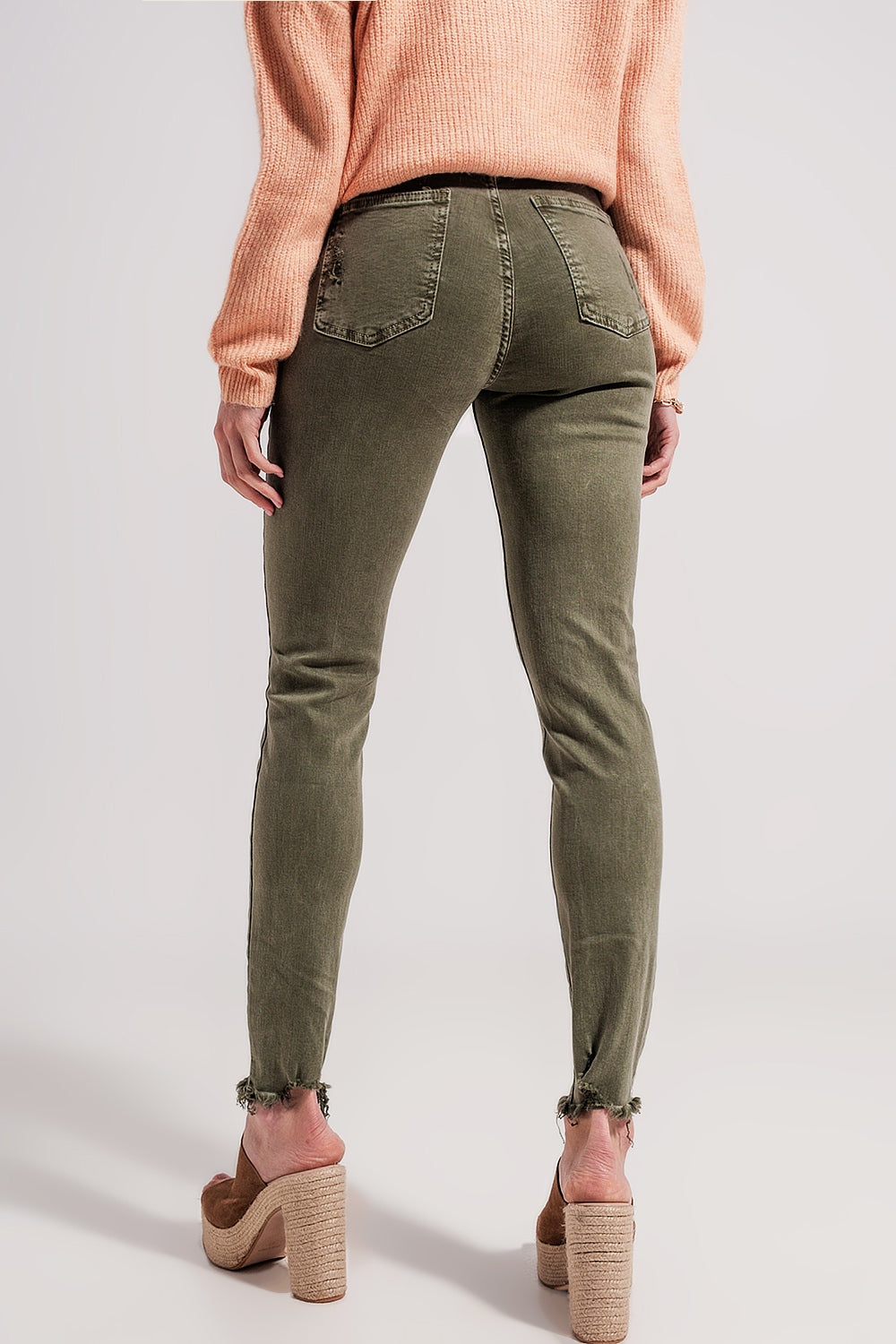 Ripped skinny jean in green - Coloured Jeans