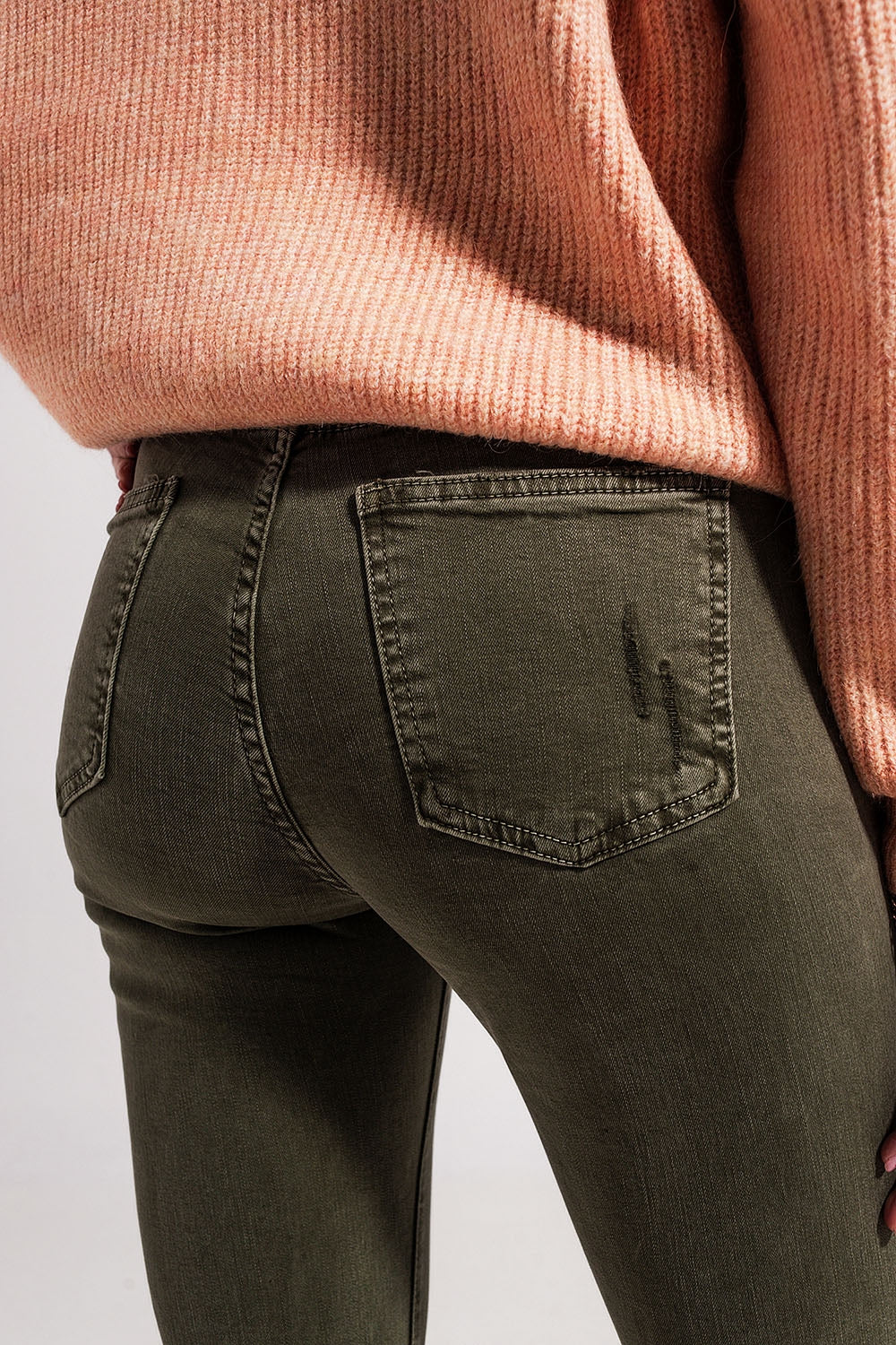Ripped skinny jean in green - Coloured Jeans