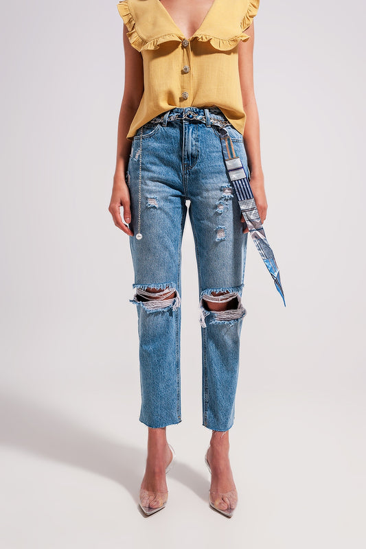 Ripped knee jeans in light blue - Denim