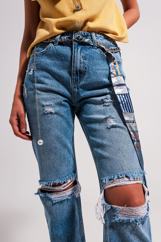 Ripped knee jeans in light blue - Denim