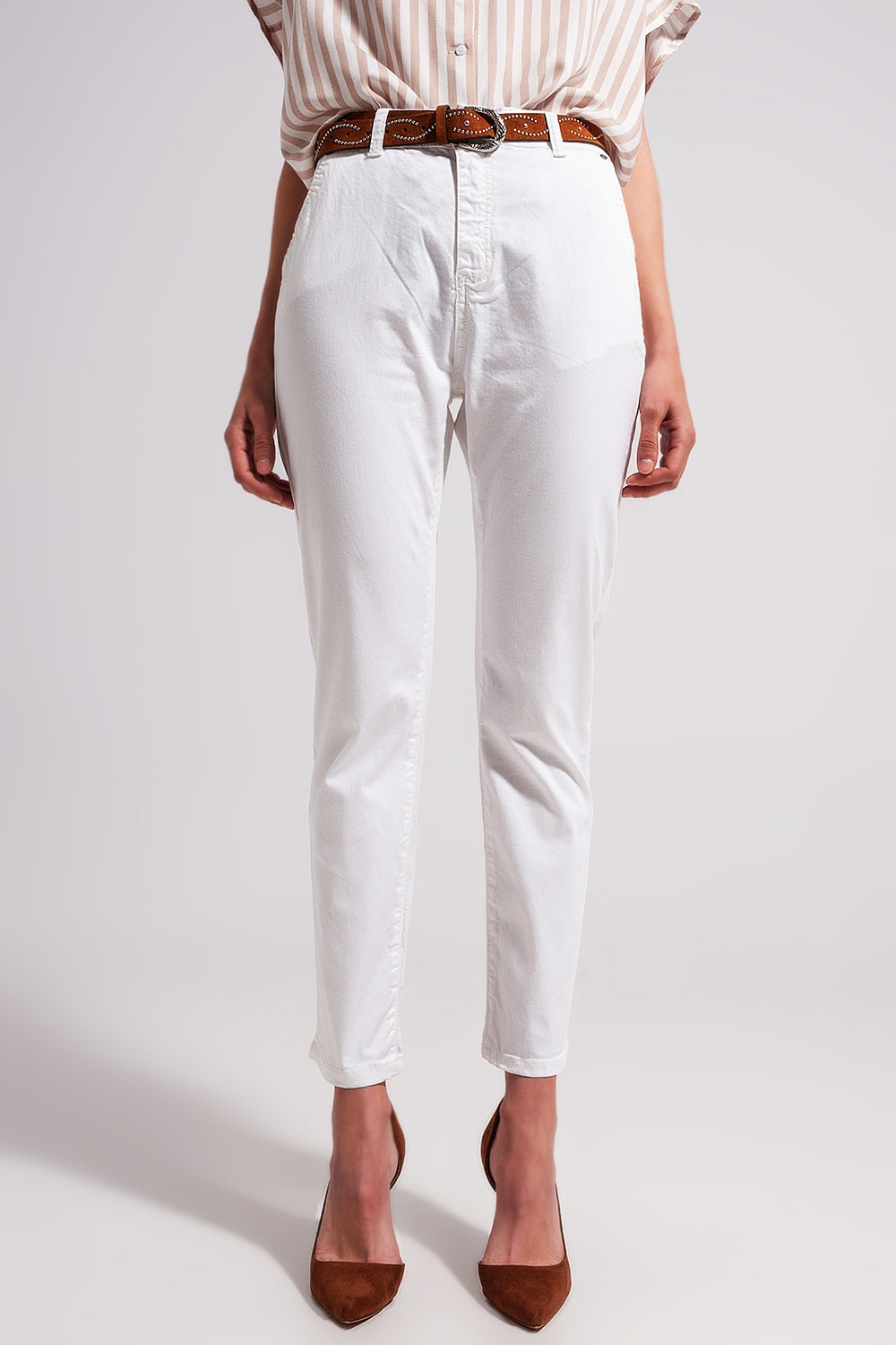 Cotton blend pants in white - Coloured Jeans