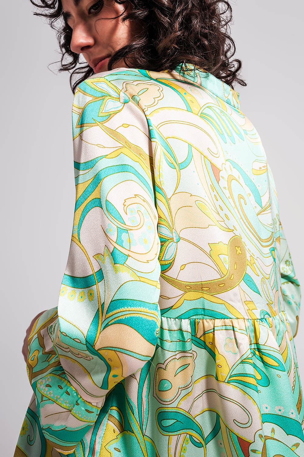 3/4 sleeve mini dress in green - dress