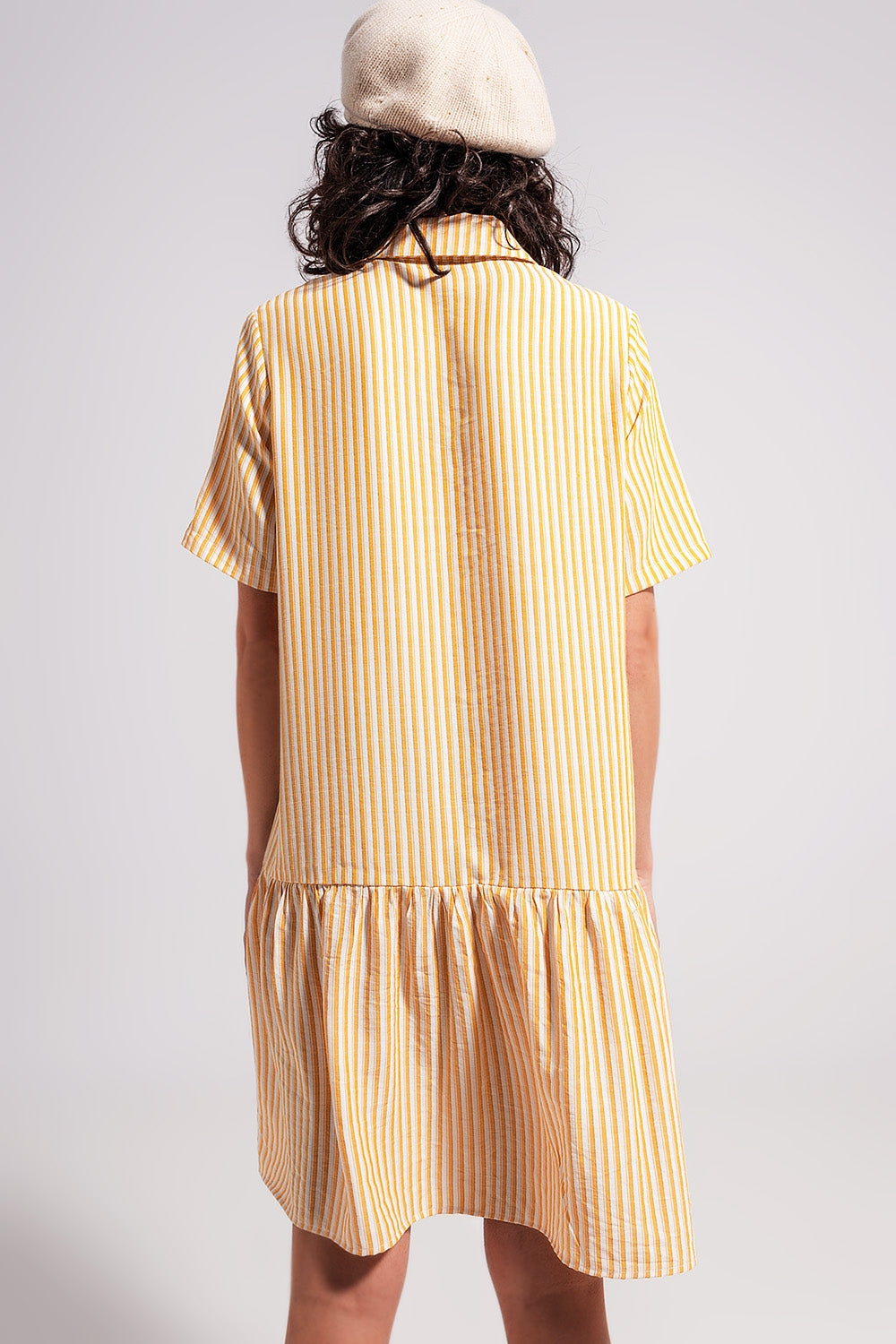 Stripe print mini dress in yellow - dress
