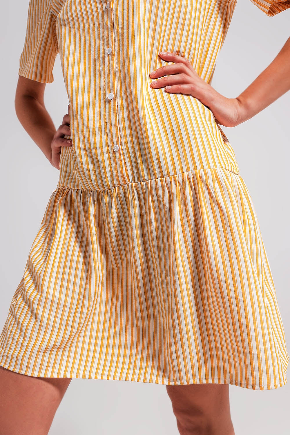 Stripe print mini dress in yellow - dress