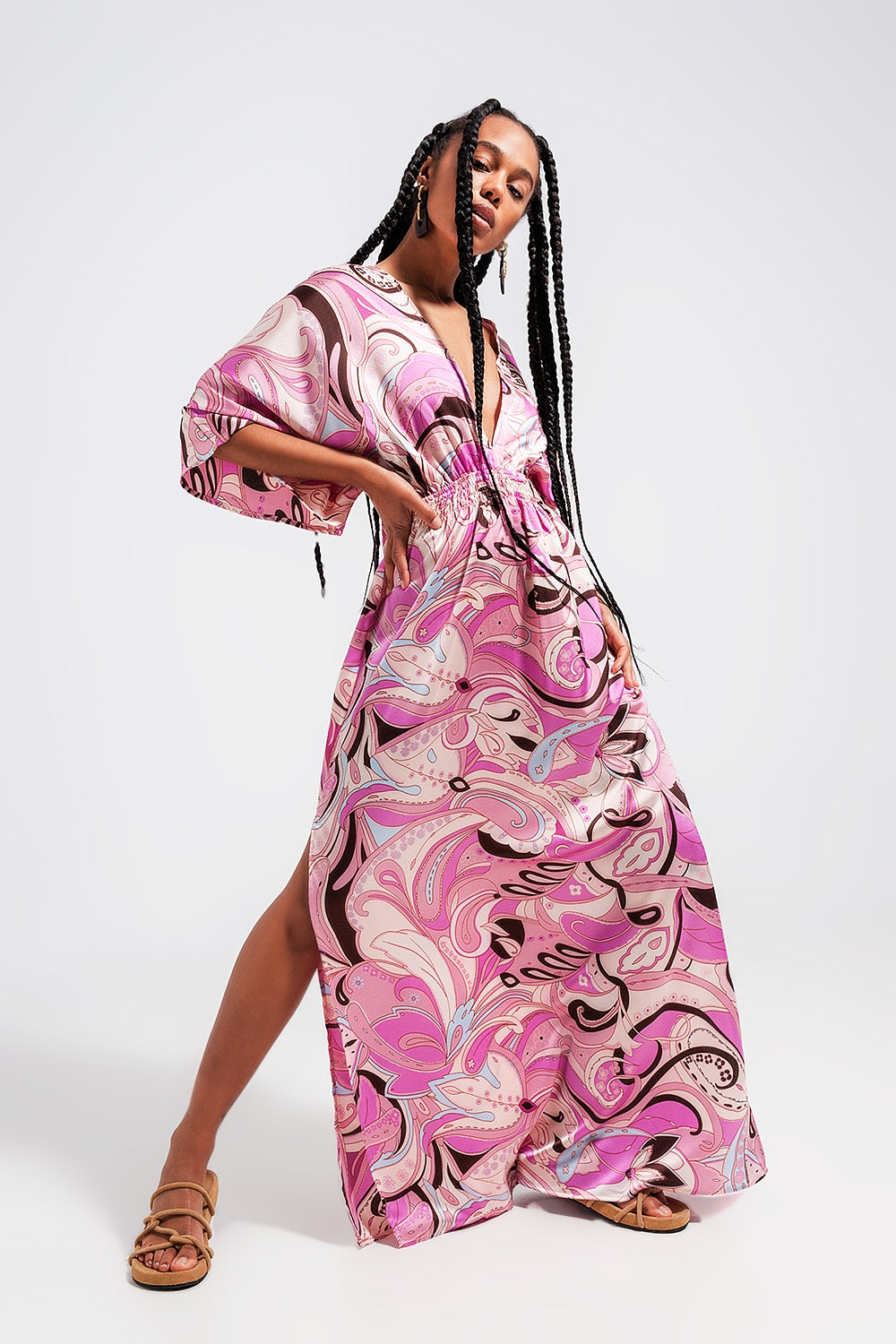 Tie back midi dress in pink - dress