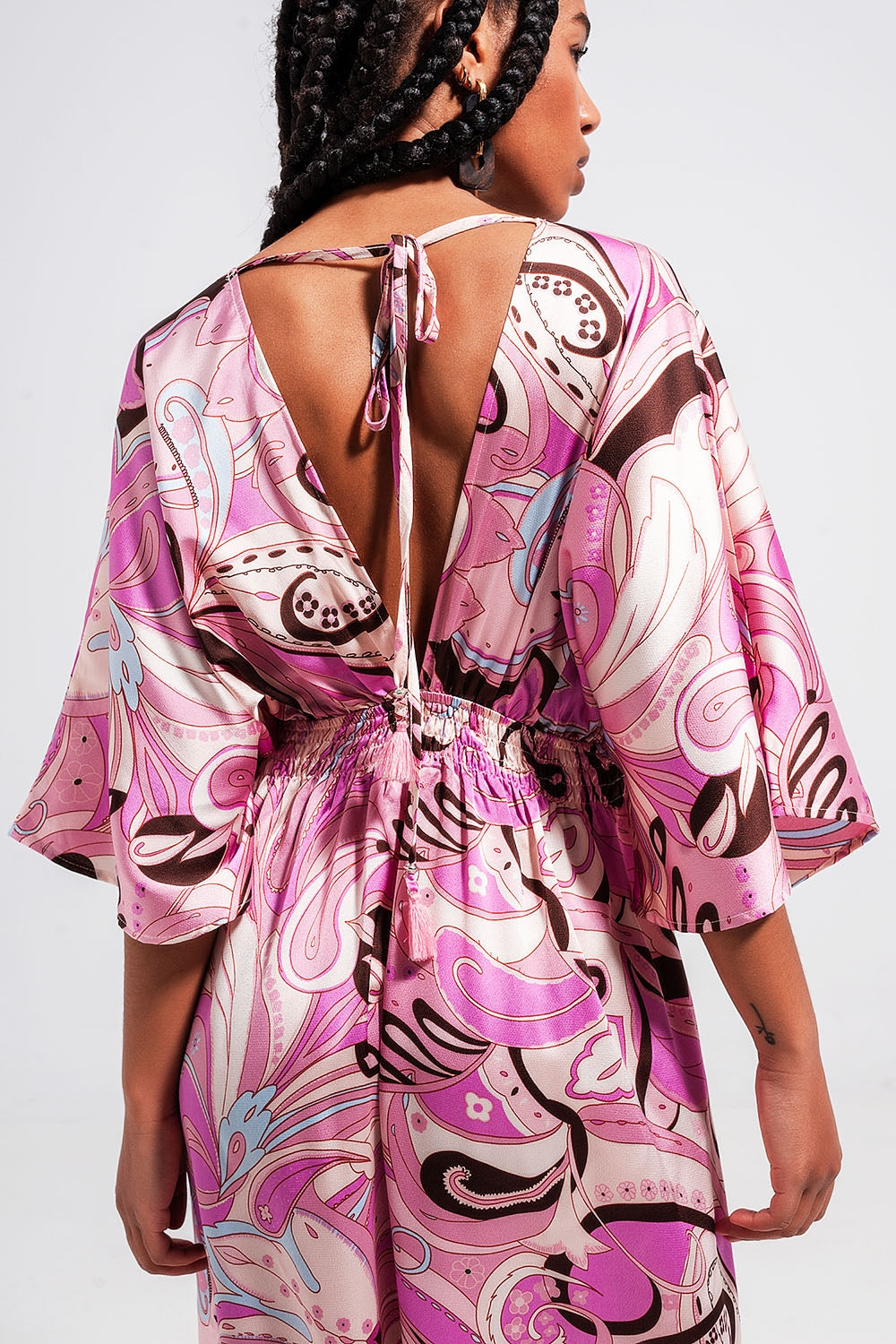 Tie back midi dress in pink - dress