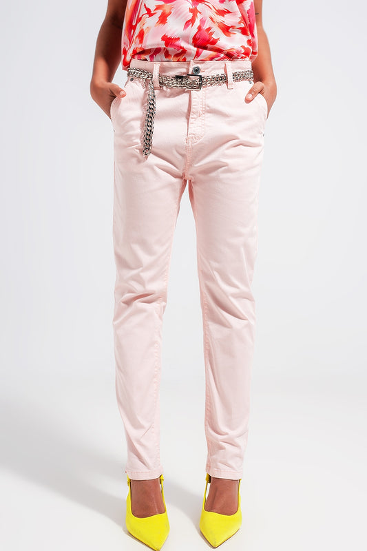 Hose aus Baumwollmix in gebrochenem rosa - Coloured Jeans