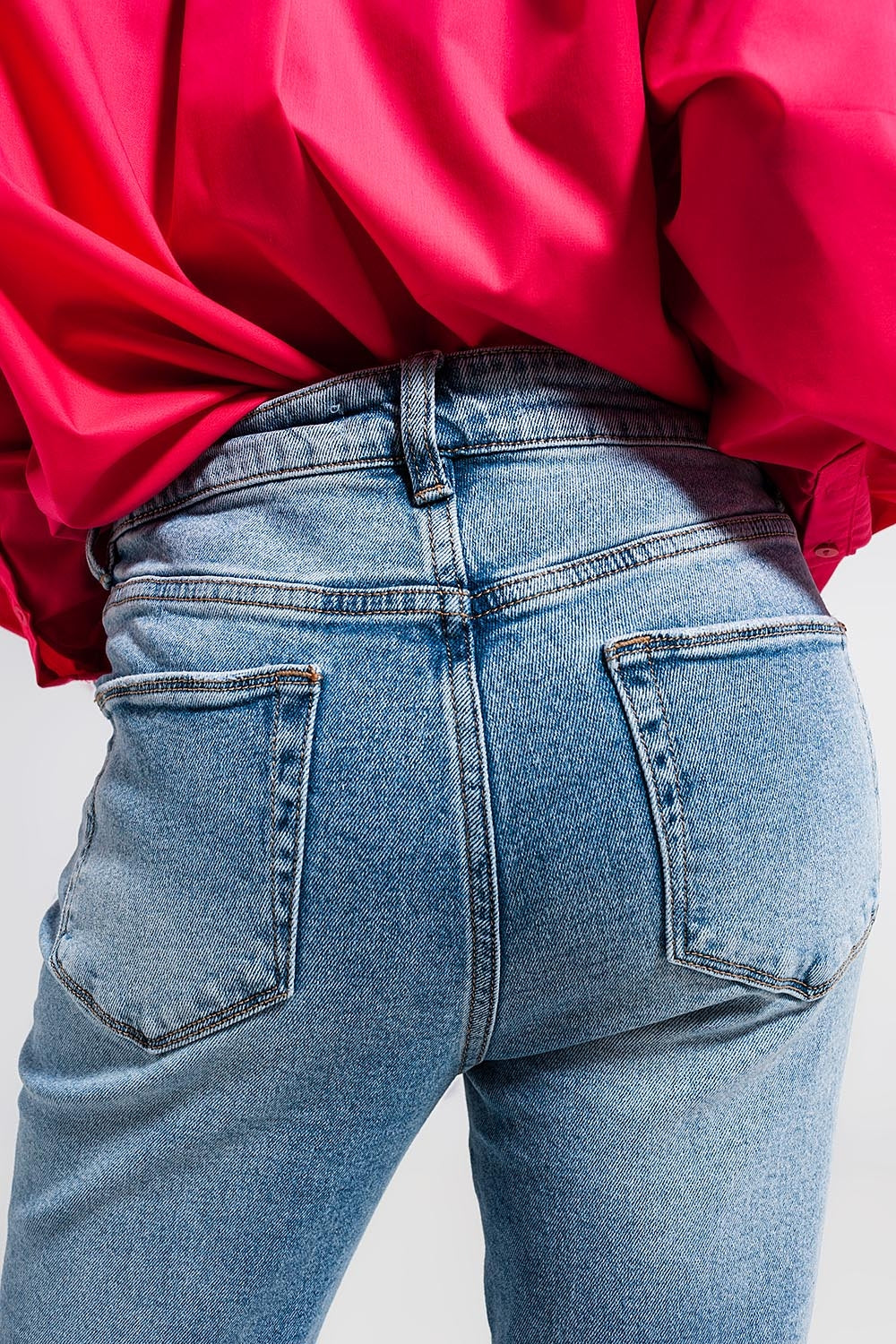 Light blue double rip jeans - Denim